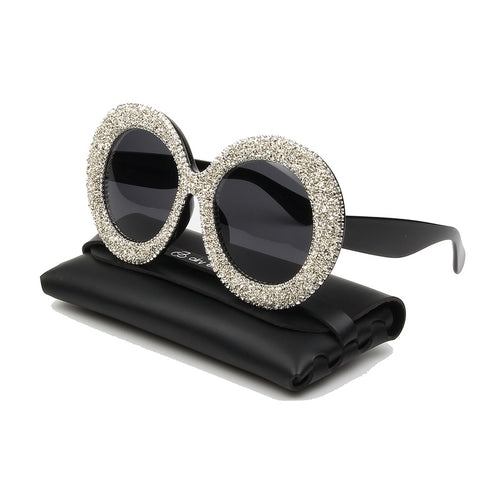2019 New Luxury Oversized Sunglasses Women Vintage Rhinestones Sun Glasses